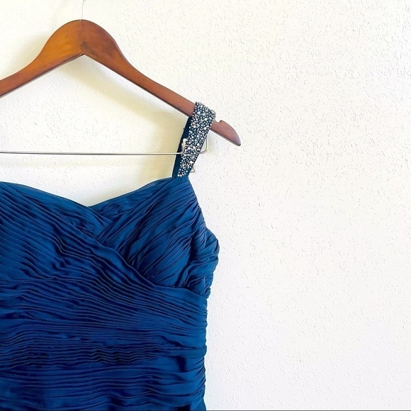 3/$20 JS Collections Navy Blue Beaded Strap Tiered Dress - Picture 2 of 14